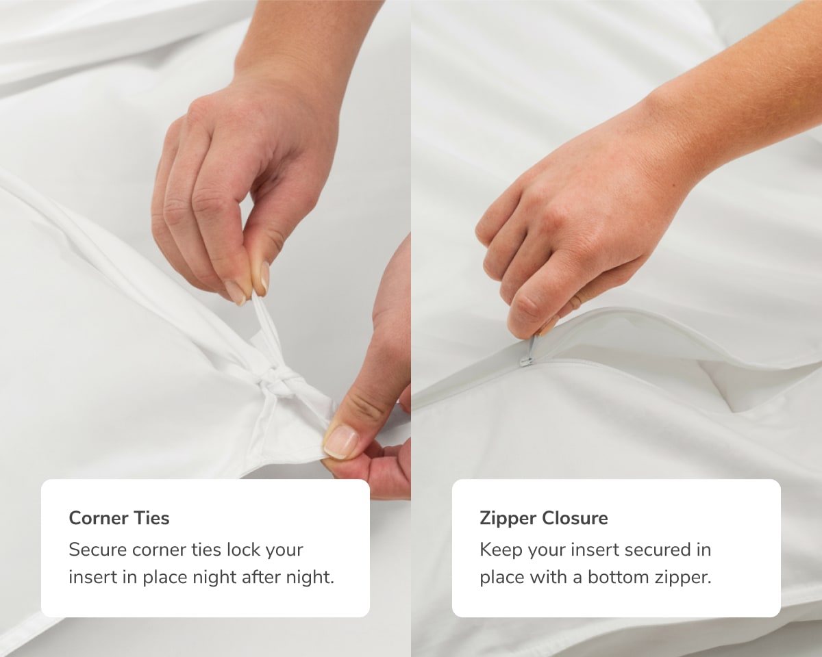 An image of the Duvet Cover without callouts to its corner ties and zipper bottom
