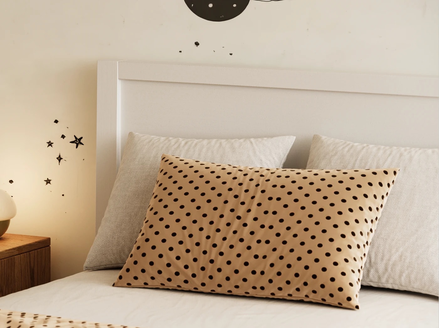 A rendered image of the Cooper Bed Frame in White in a bedroom scene