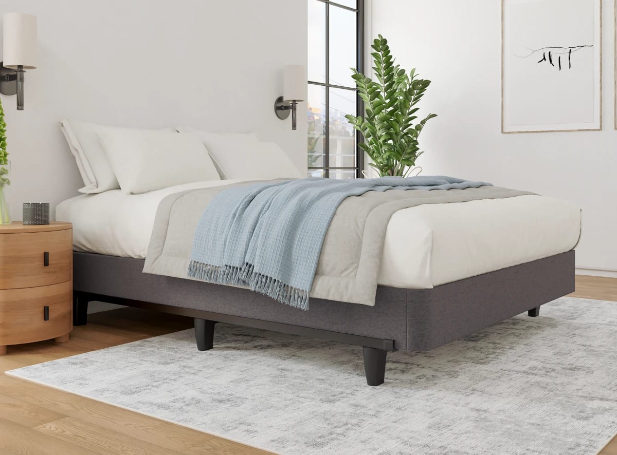 An image of the Helix Midnight Luxe on top of a Helix Foundation and Frame