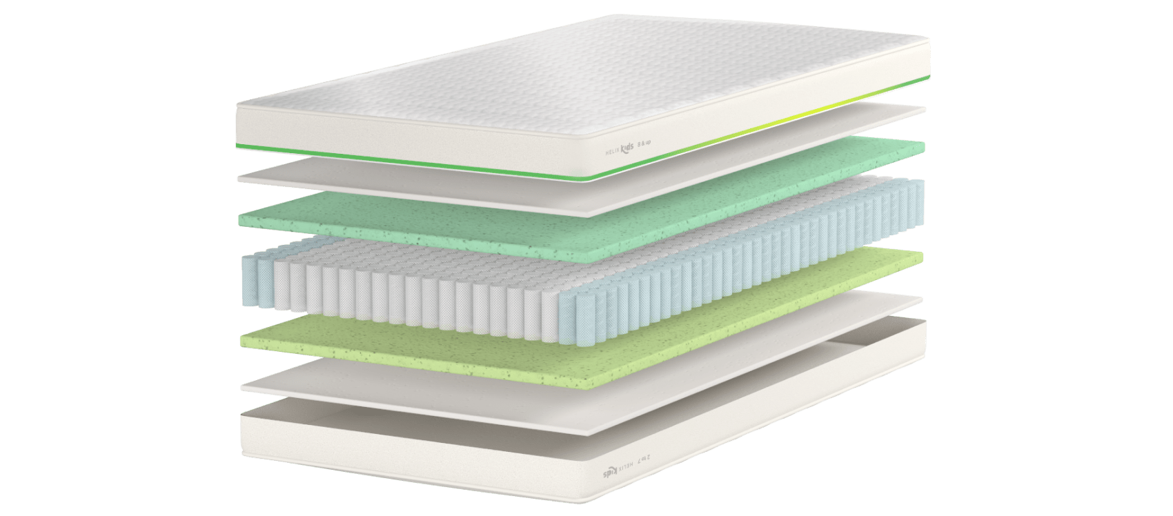An interactive render showing each individual layer of the Helix Kids Mattress