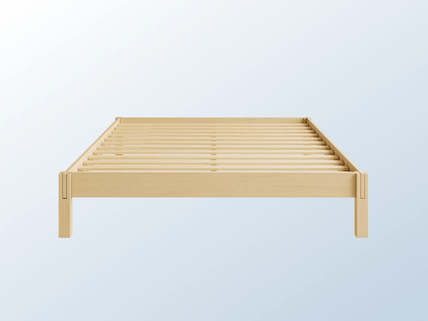 A product image of the Madison Bed Frame on a blue background