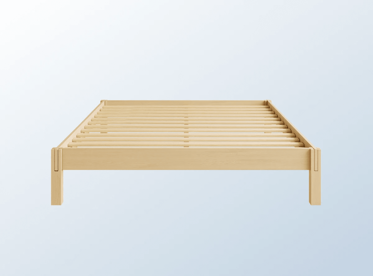 A rendered image of the Madison Bed Frame in a bedroom scene