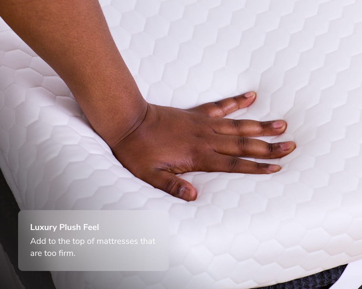 A rendered image of the Memory Foam Mattress Topper showing it has a luxury plush feel