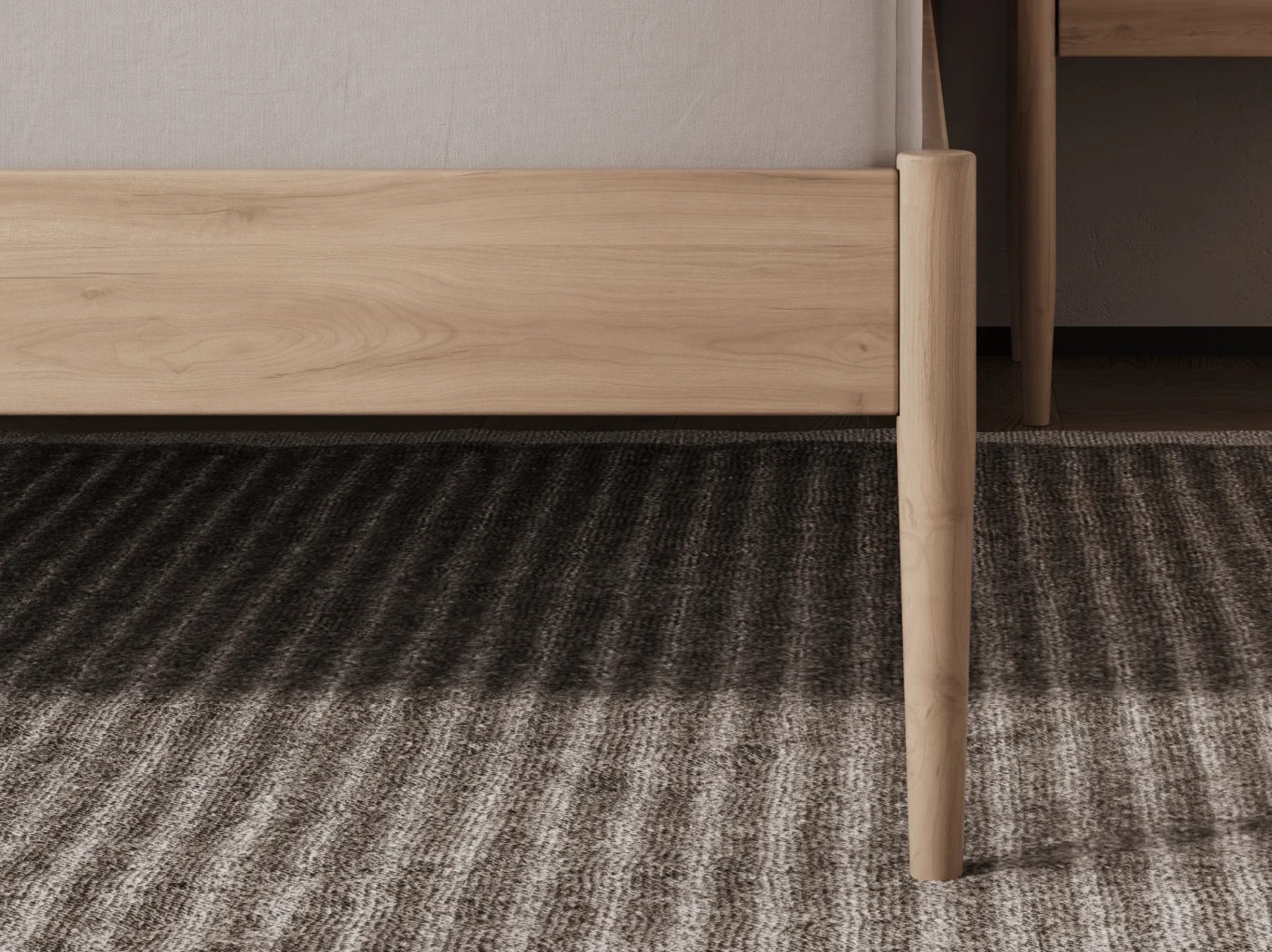 A closeup of the Waverly Bed Frame legs