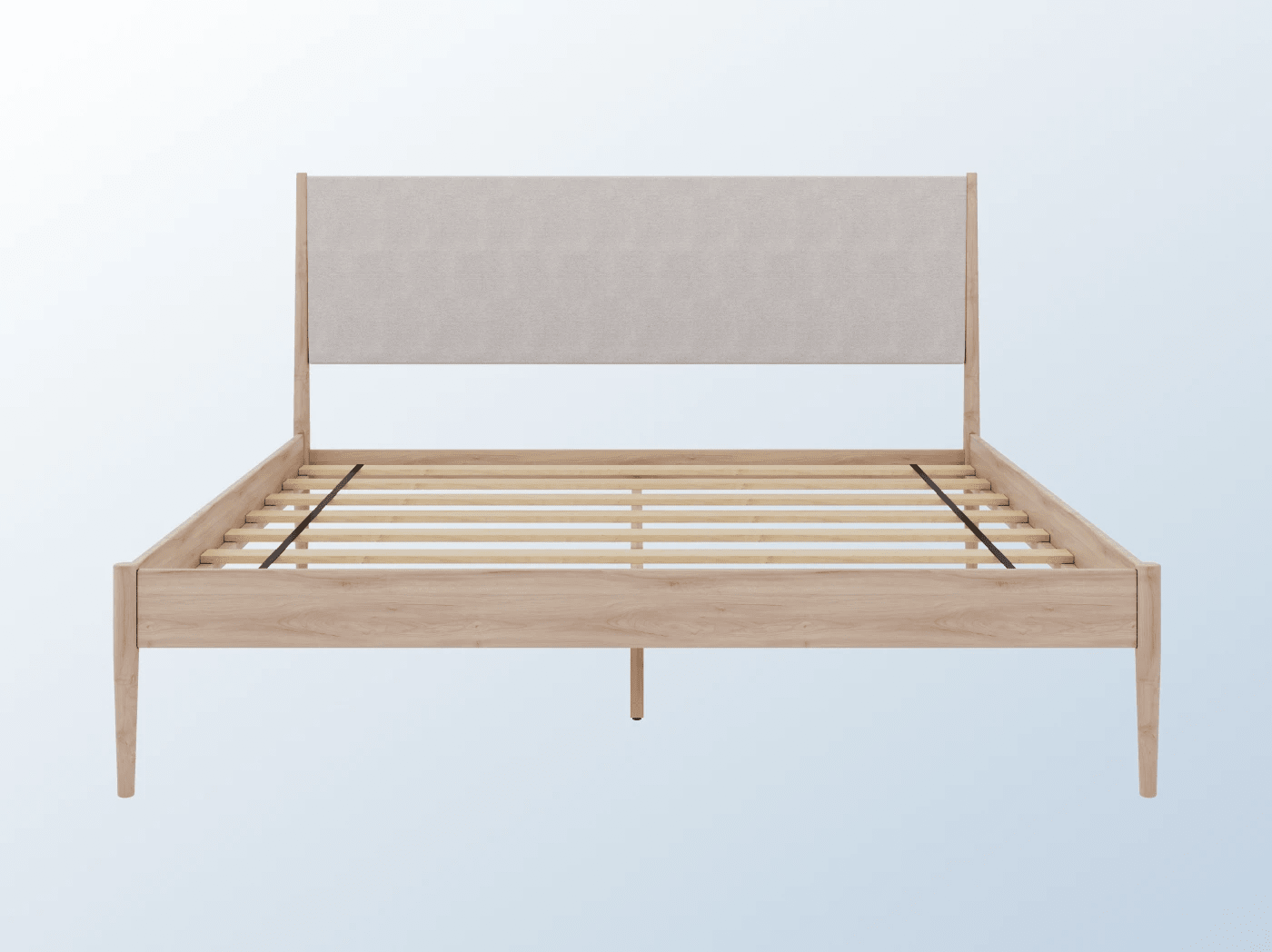 A product image of the Waverly Bed Frame on a blue background