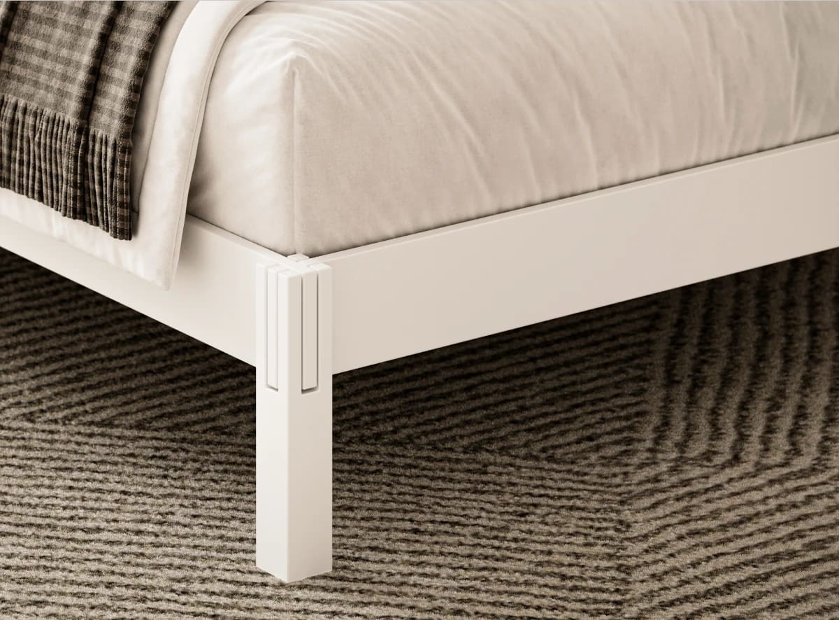A rendered image of the Madison Bed Frame in a bedroom scene