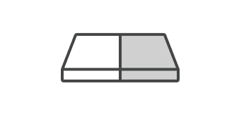 An icon illustrating the two halves of the Dual Comfort Mattress Topper