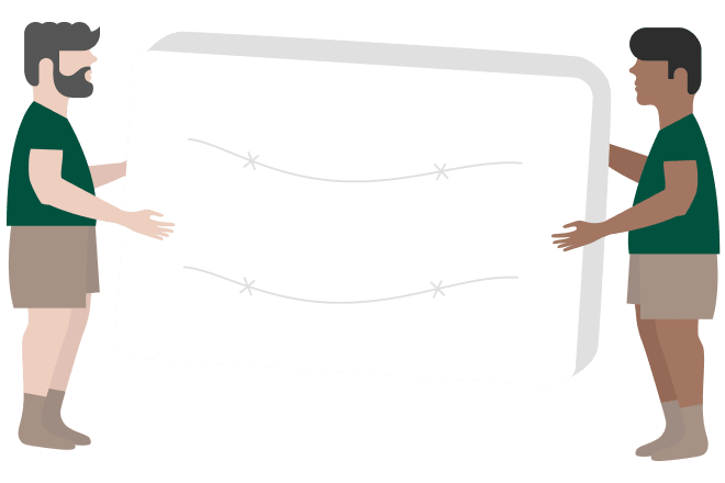 Illustration of people carrying away an old mattress