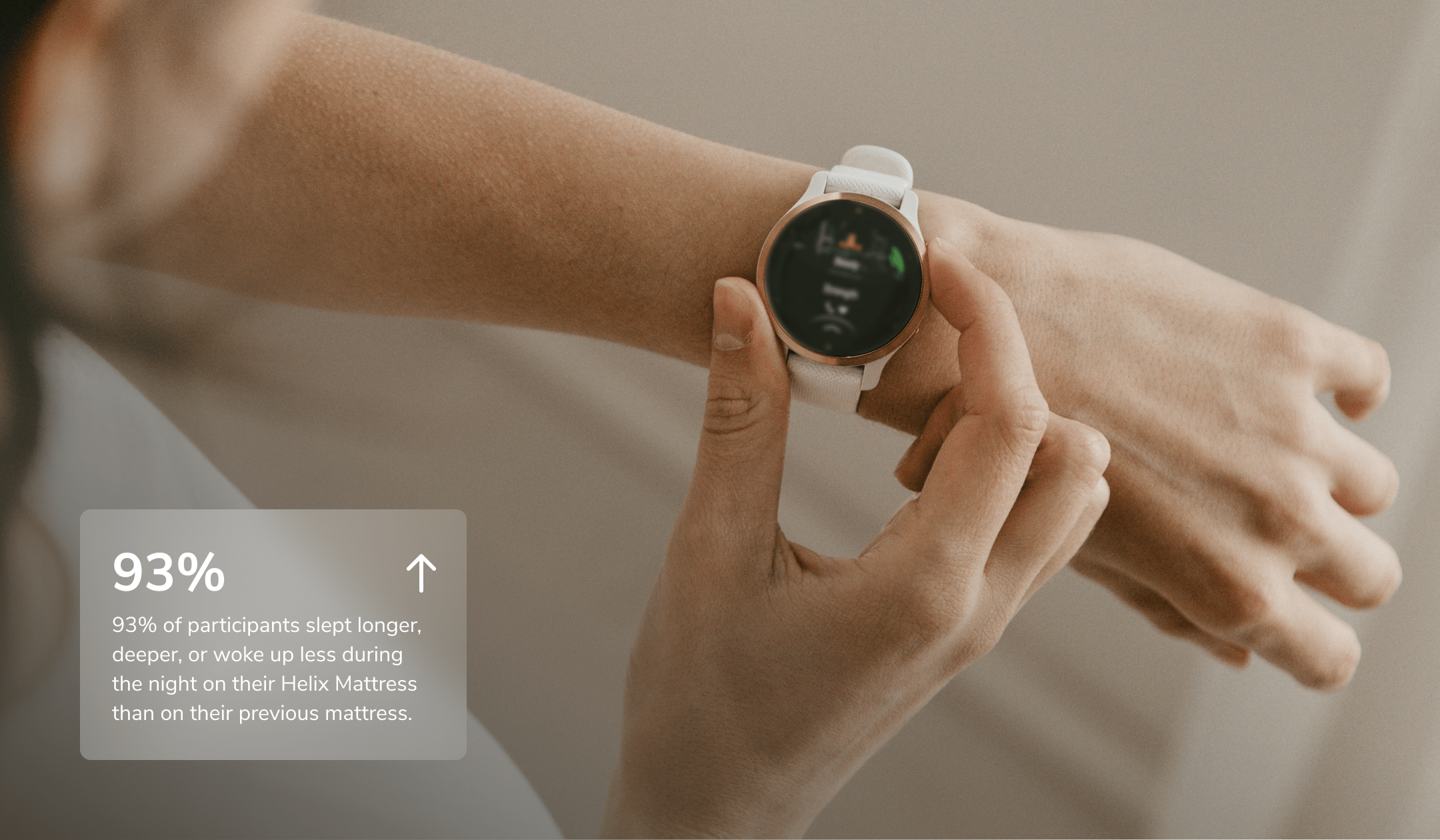 A graphic explaining that 93% of sleepers in a sleep study slept longer on a Helix mattress