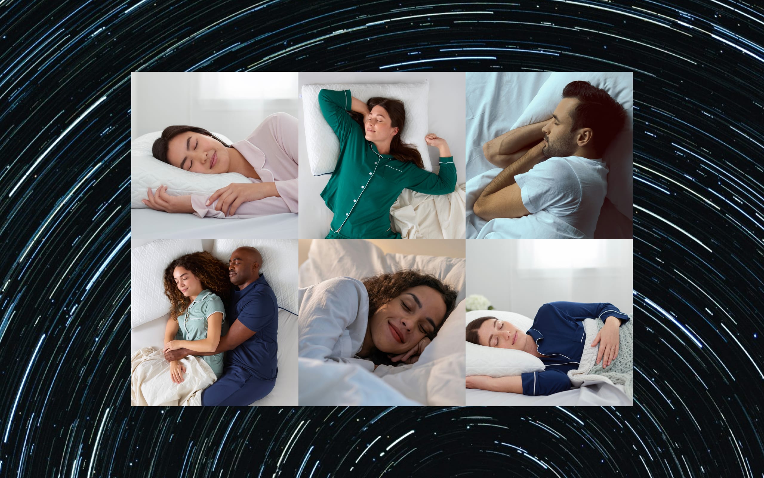 An image showing sleepers in different sleep positions to illustrate the benefits of Helix mattresses