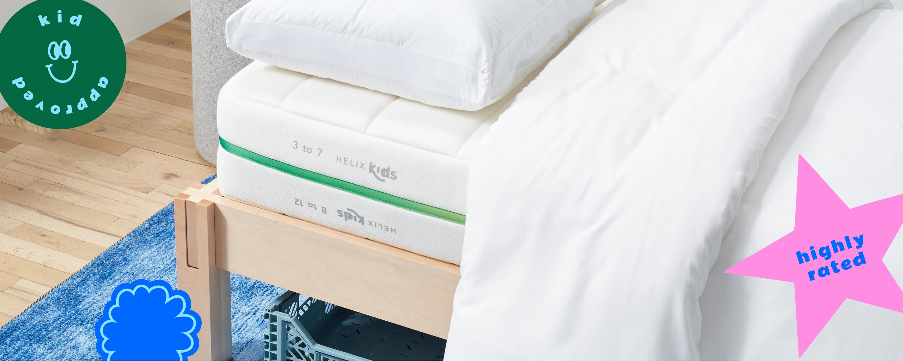 Detail shot of a Helix Kids mattress