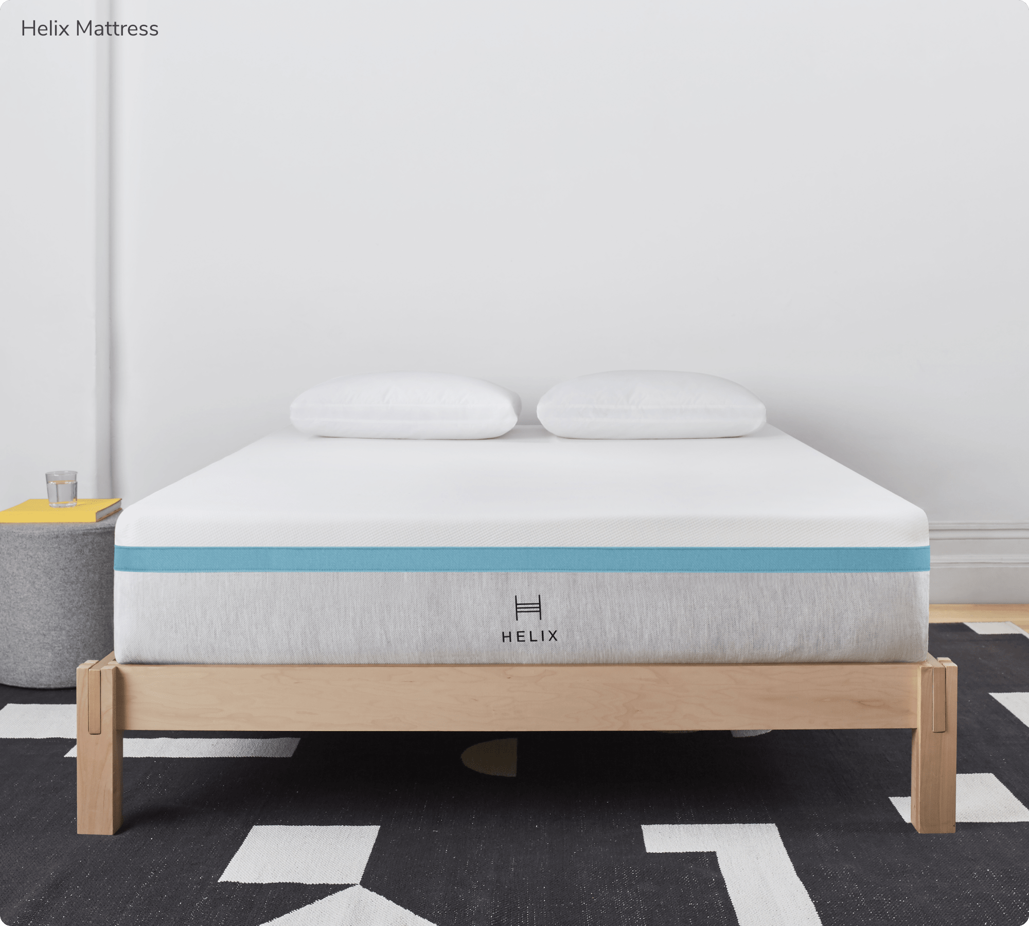 Helix Standard Sunset Mattress on Wooden frame.