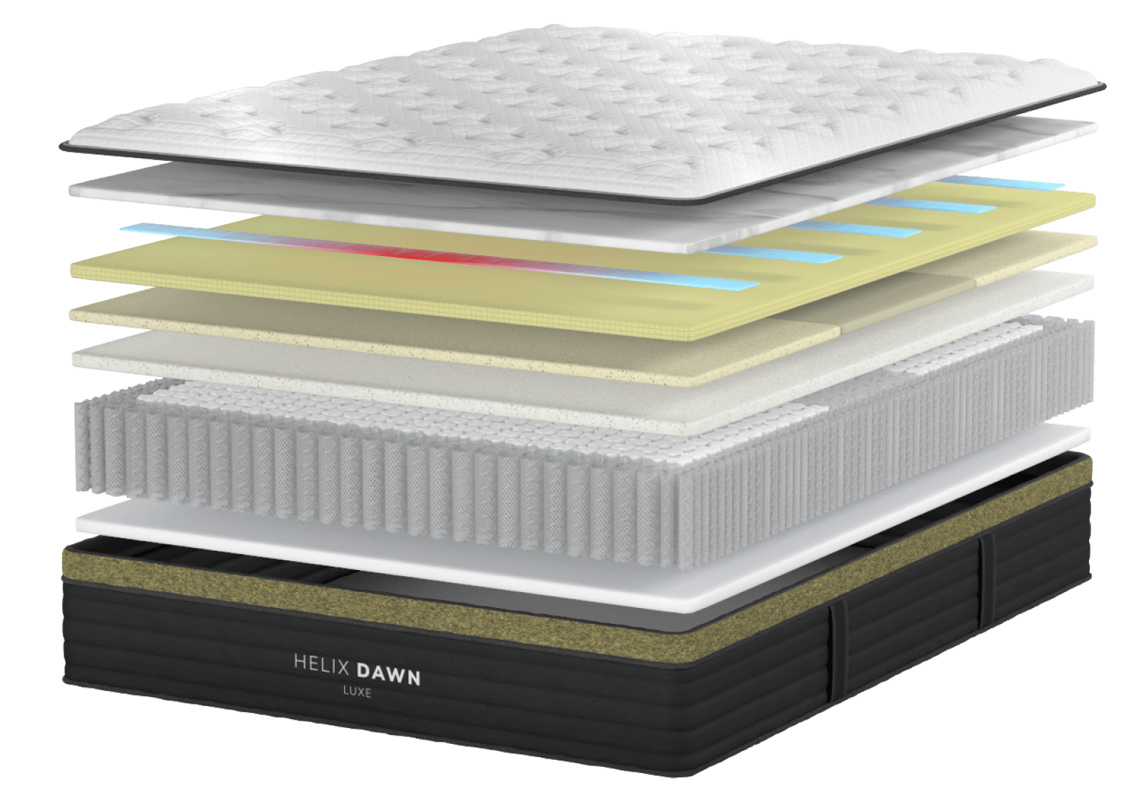 Explore the layers of the Helix Dawn Luxe mattress