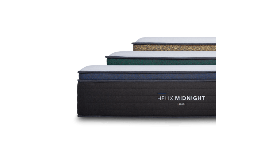 Helix Luxe Dawn, Twilight, and Midnight mattress stacked