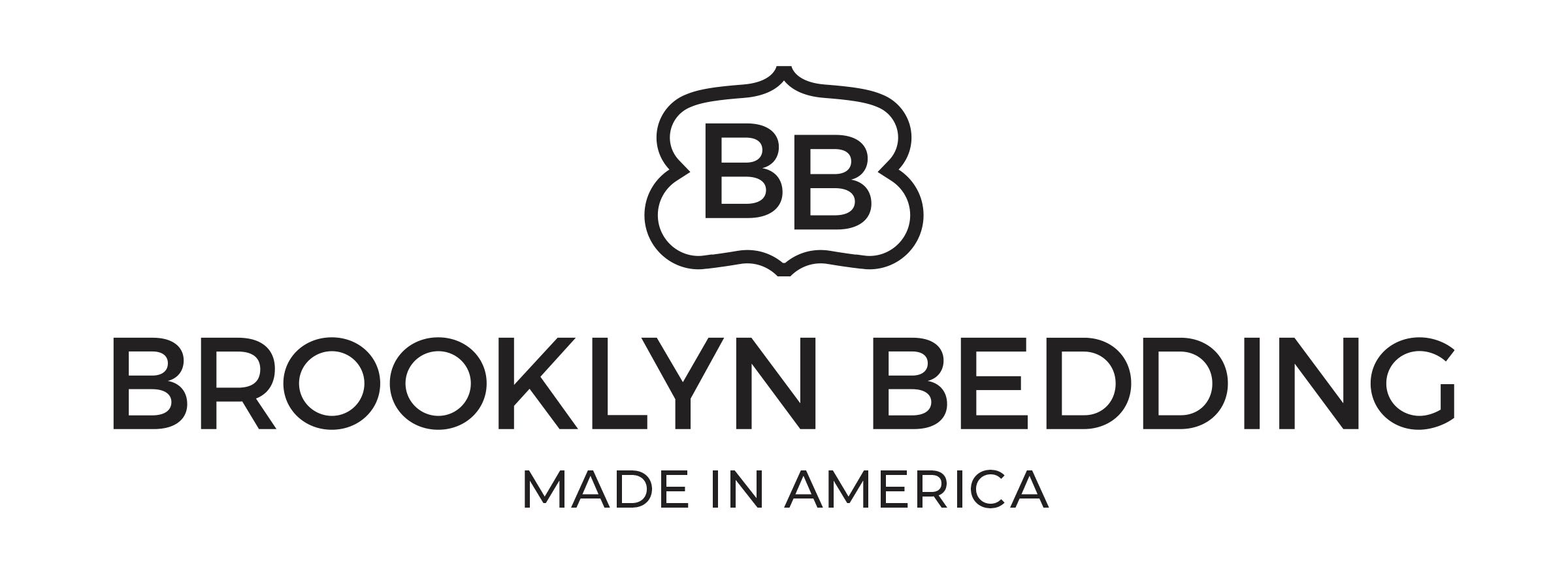 Brooklyn Bedding Logo in black, stacked, made in America