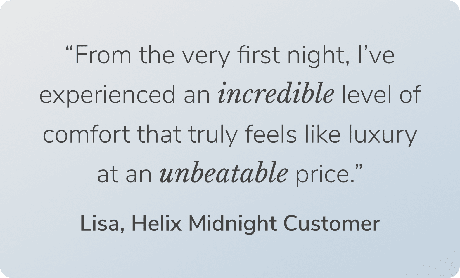 Read a real testimonial from a Helix customer