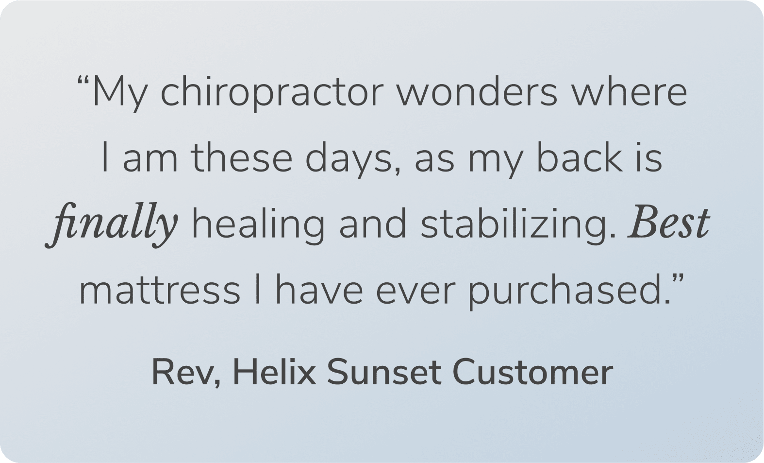 Read a real testimonial from a Helix customer