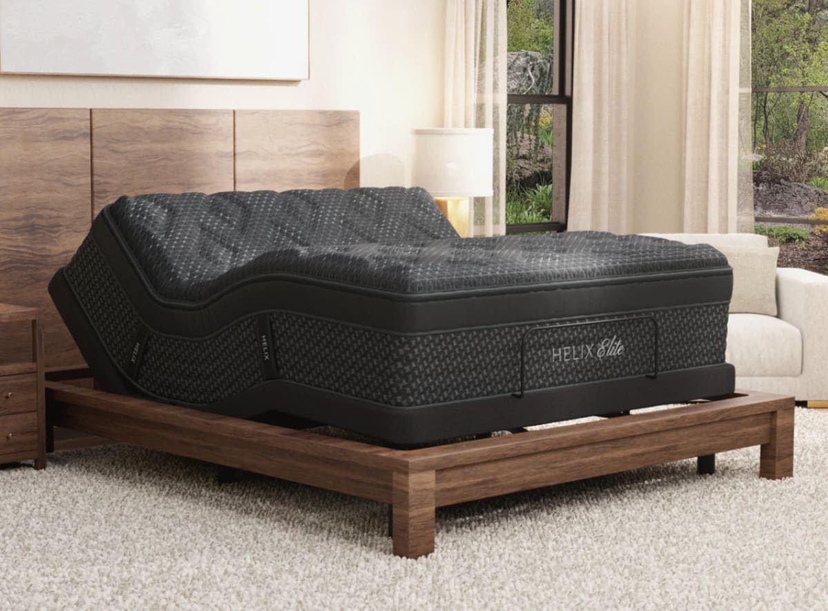 Helix Midnight Elite mattress lifestyle bedroom setup