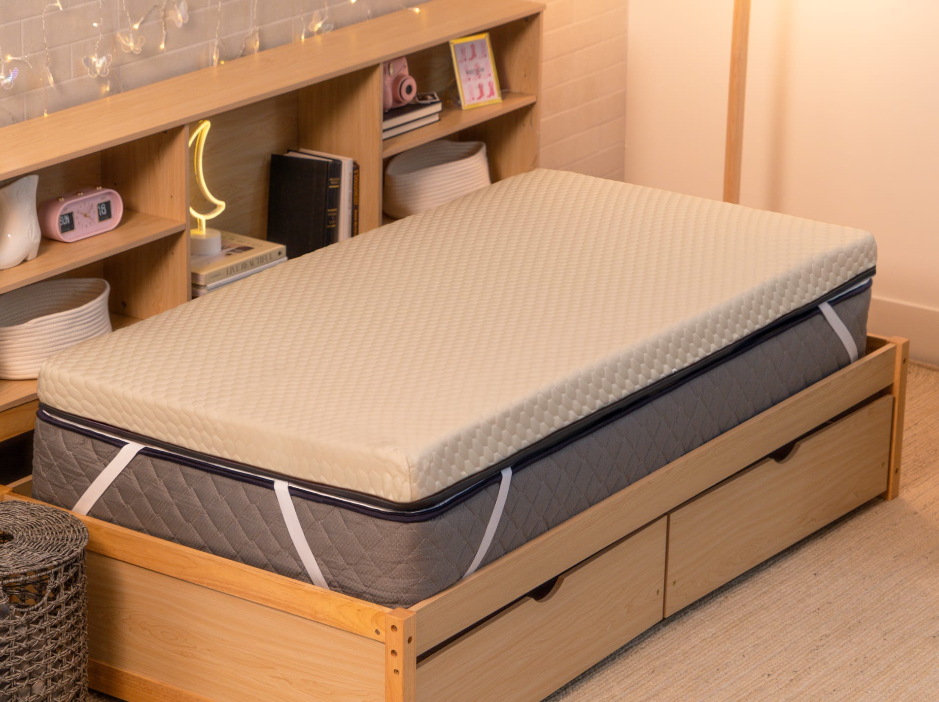 Copperflex 301 Mattress Topper lifestyle in a dorm room