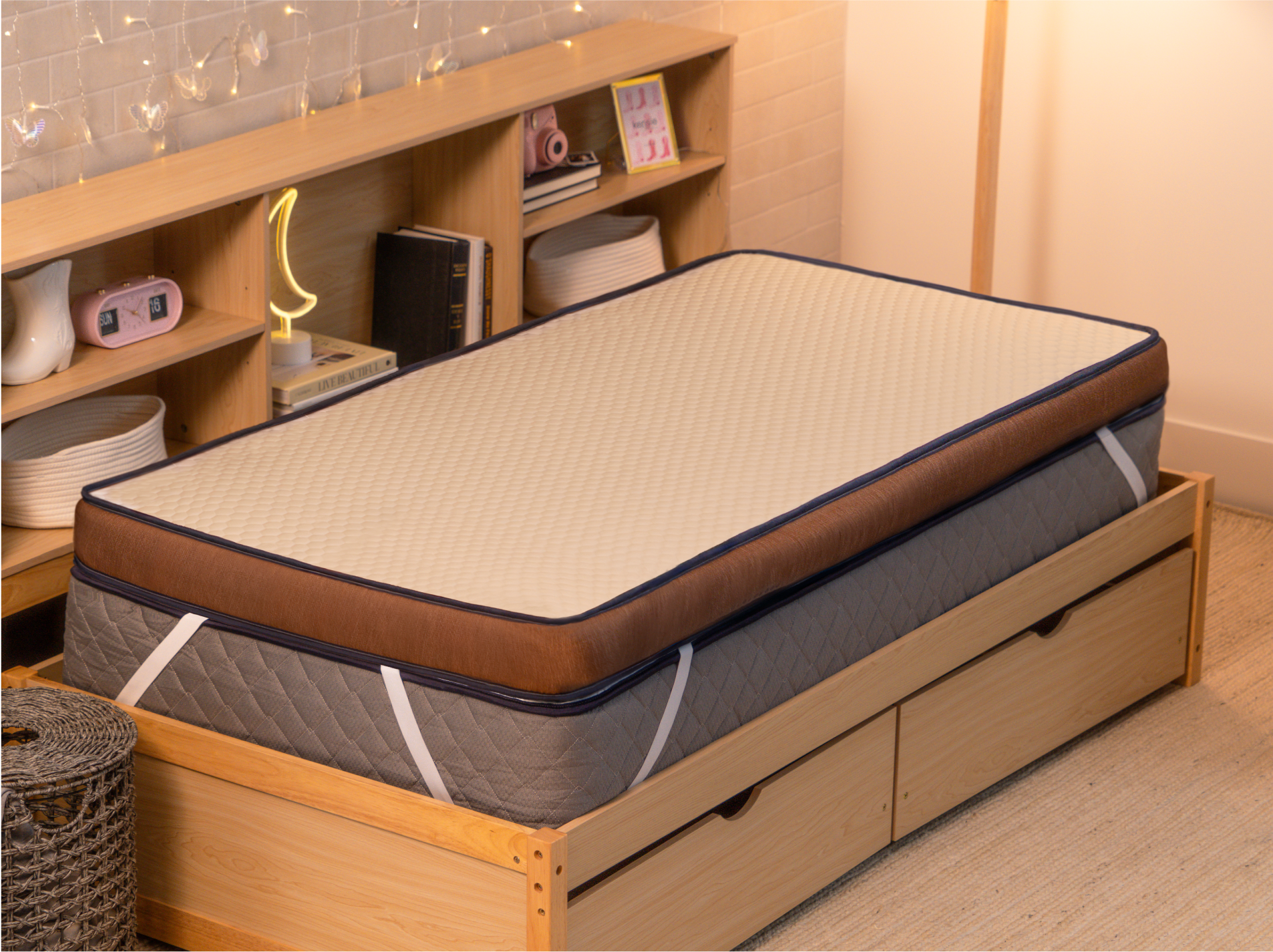 Copperflex 401 Mattress Topper lifestyle in a dorm room