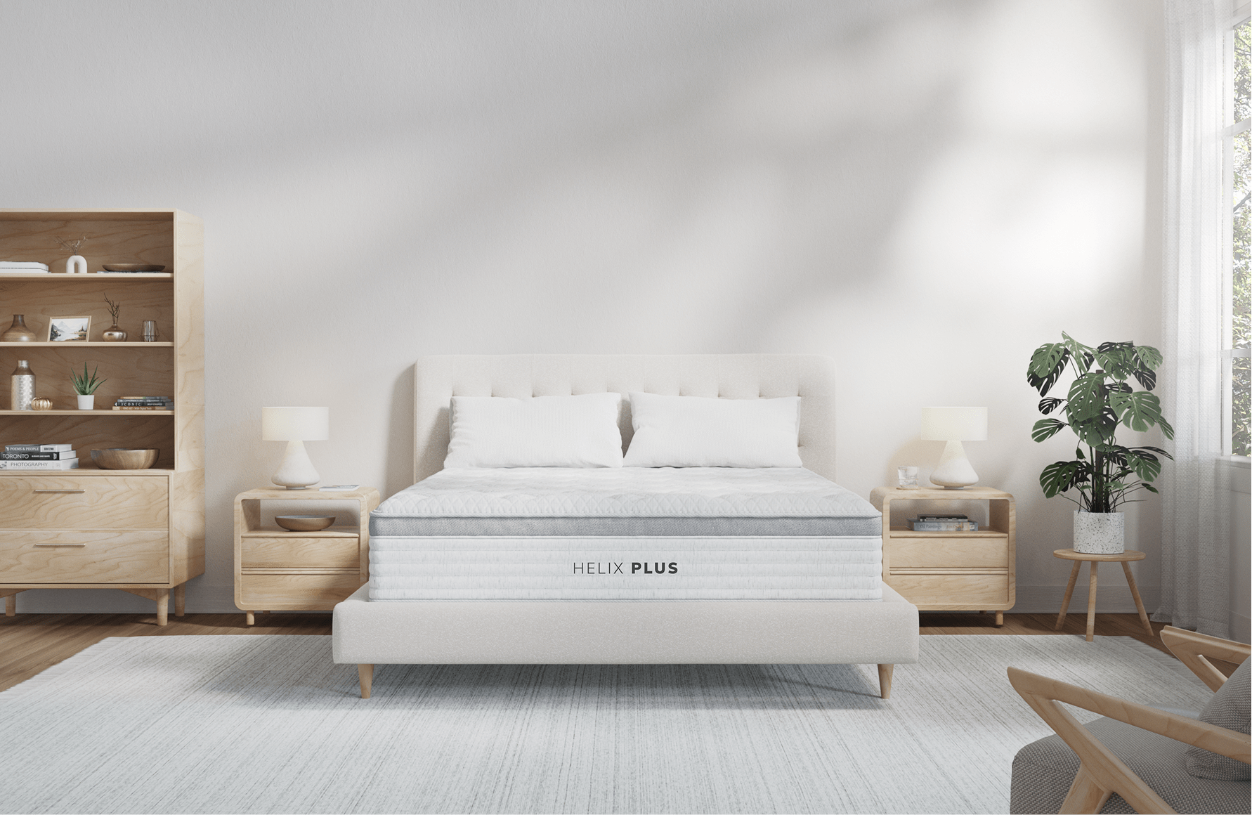 The Helix Plus mattress in a bedroom scene