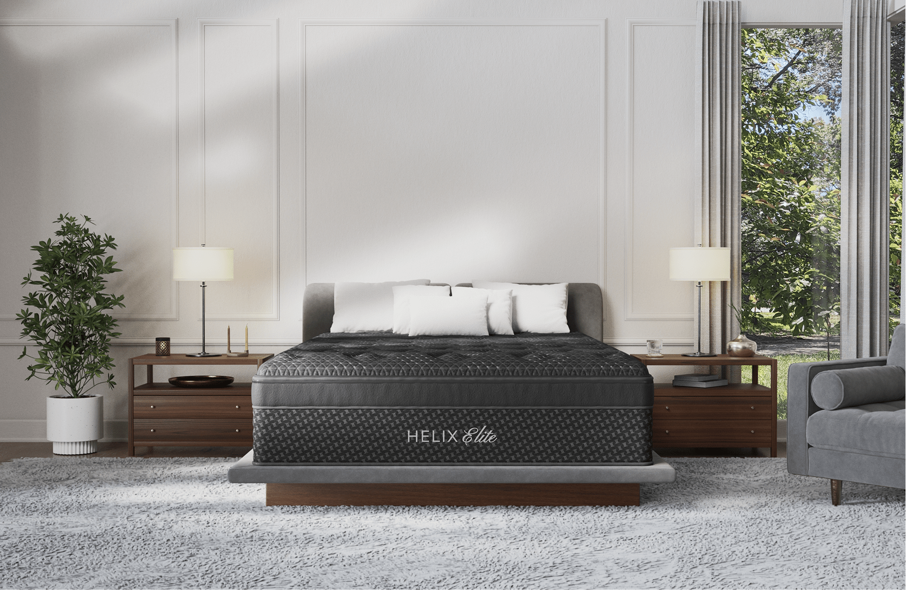 The Helix Midnight Elite mattress in a bedroom scene