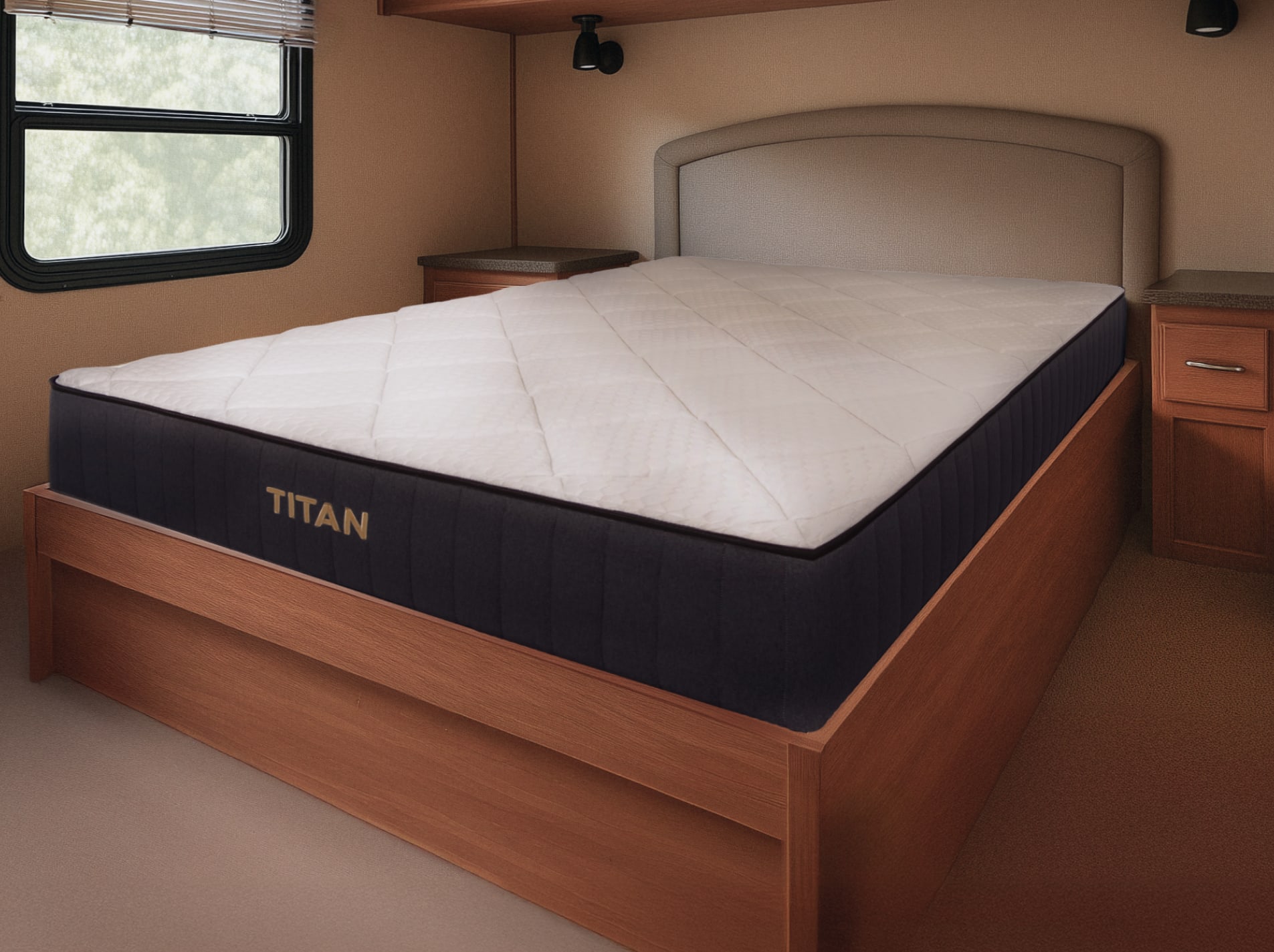 Titan Plus mattress in an RV bedroom