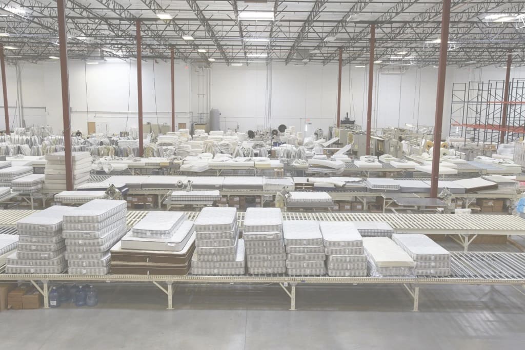 Inside picture of mattresses at Brooklyn Bedding Factory in Arizona