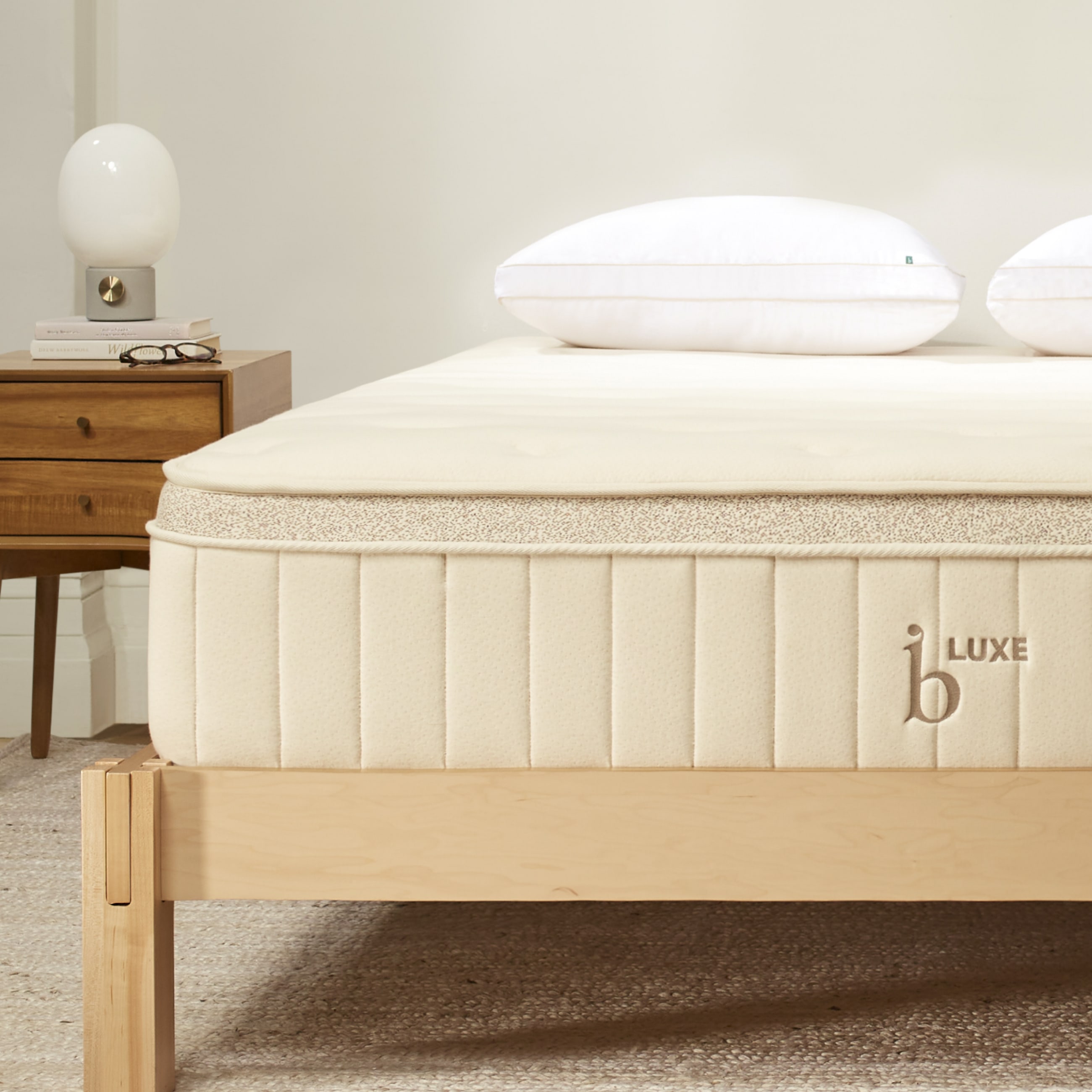 Birch Luxe Mattress on a Birch Natural Wood Frame