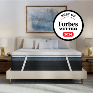 An image of the Premium Mattress Topper featuring a Forbes 2024 award badge