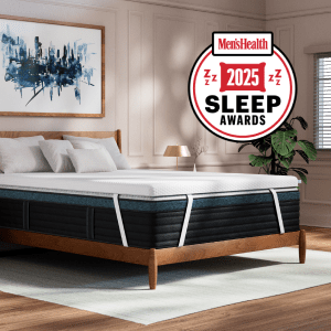 An image of the Premium Memory Foam Mattress Topper featuring a Mens Health 2025 award badge