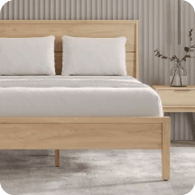 A rendered image showing the Helix Ludlow Bed Frame
