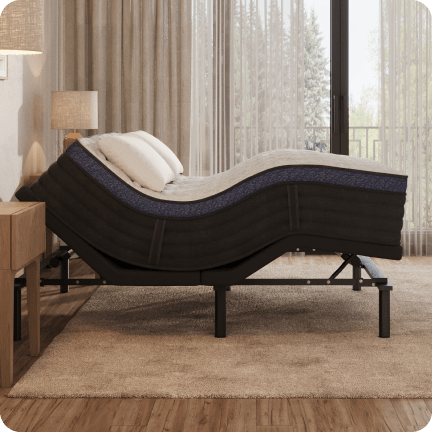 A rendered image of the Adjustable Base in a bedroom scene