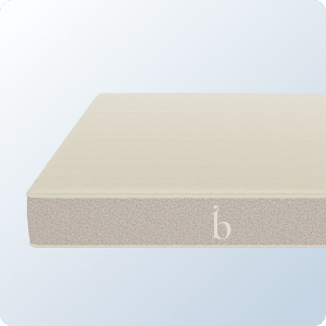 A product image of the Birch Natural mattress on a blue background gradient