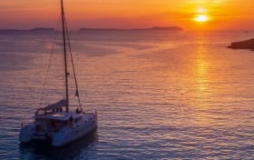 Sunset Catamaran Cruise with Dinner and Open Bar from Vlychada