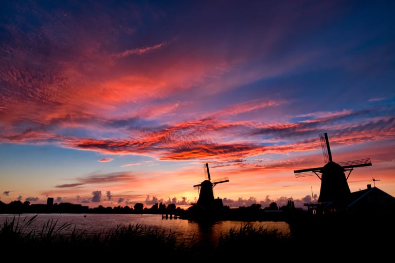 Sunset at the Zaanse Schans Mills| ©Malcolm Lightbody