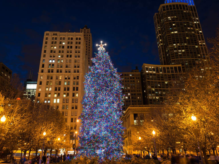 Millennium Park tree lighting| ©Emma Krupp