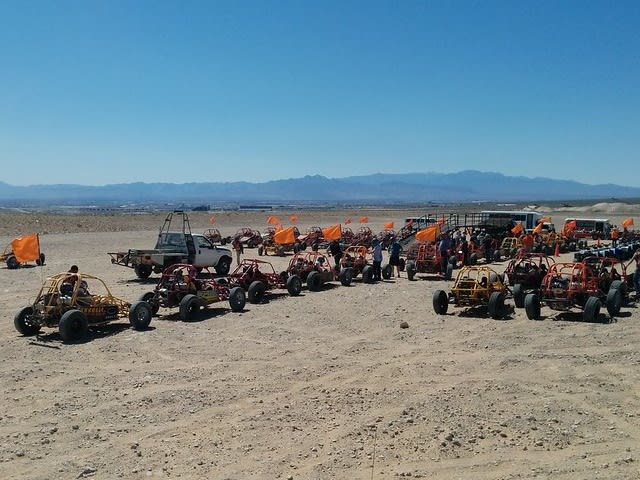 Several buggies in the sand| ©SunBuggy FunRentals