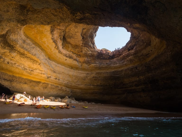 Kayaks inside the cave| ©Michael Gabelmann