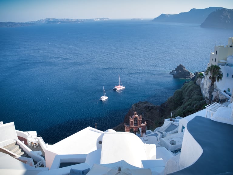 Blick auf Santorin von Oia aus