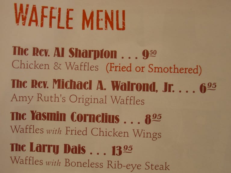 Amy Ruth's Waffles Menu| ©Jeff Keyzer