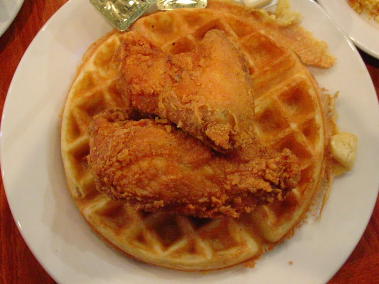 Famous waffles and chicken dish| ©Jeff Keyzer