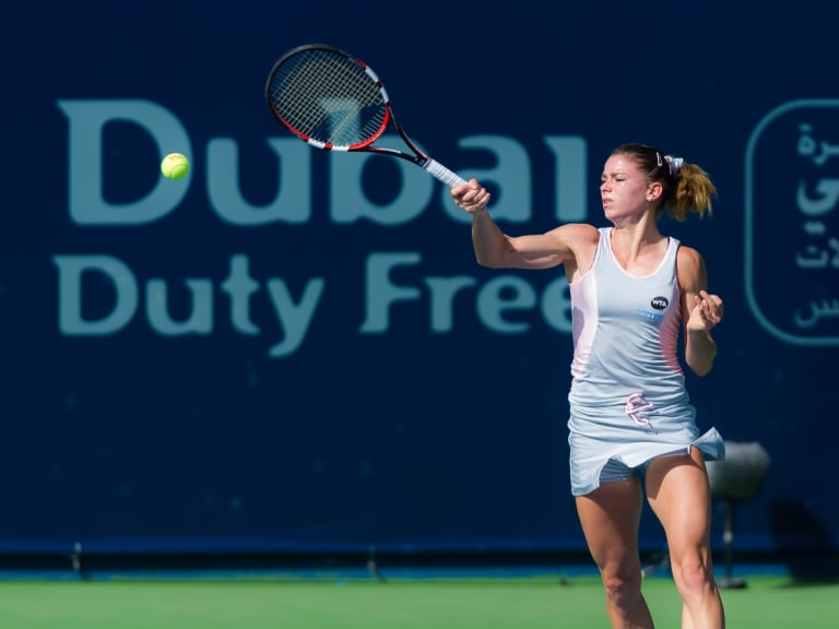 Camila Giorgi participating in the Tennis Dubai Duty Free Championship| ©Jimmie48