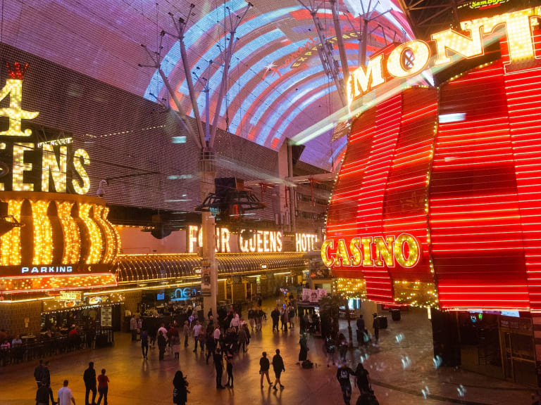 Fremont Street Experience Night Scene, Las Vegas, NV, USA Tote Bag