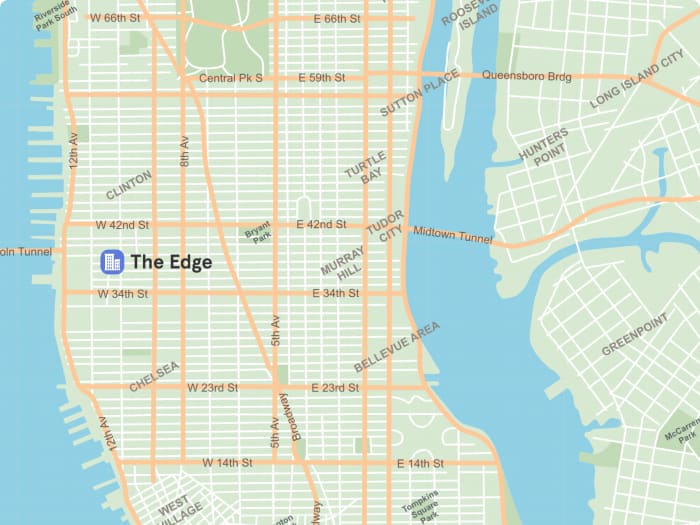 Ubicación de The Edge en Manhattan