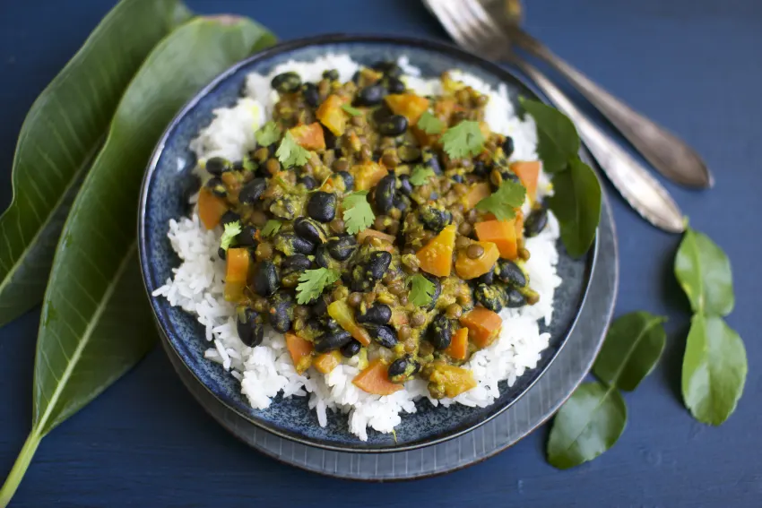 Indonesian Rendang with Lentils and Black Beans