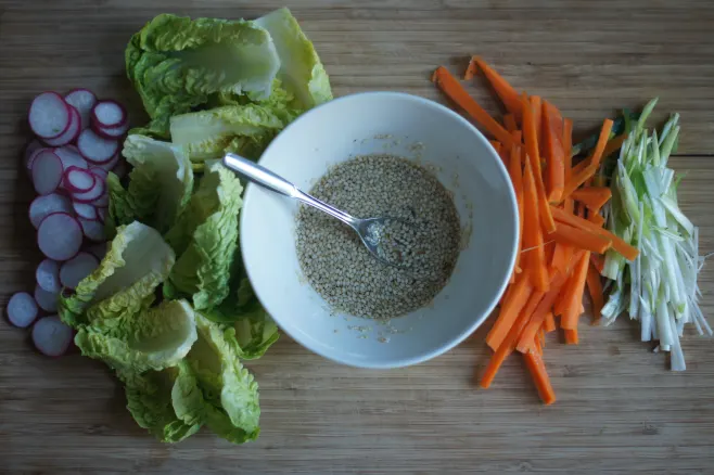 Prep sauce and salad