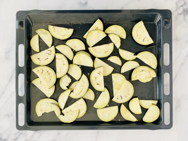 Roast eggplants