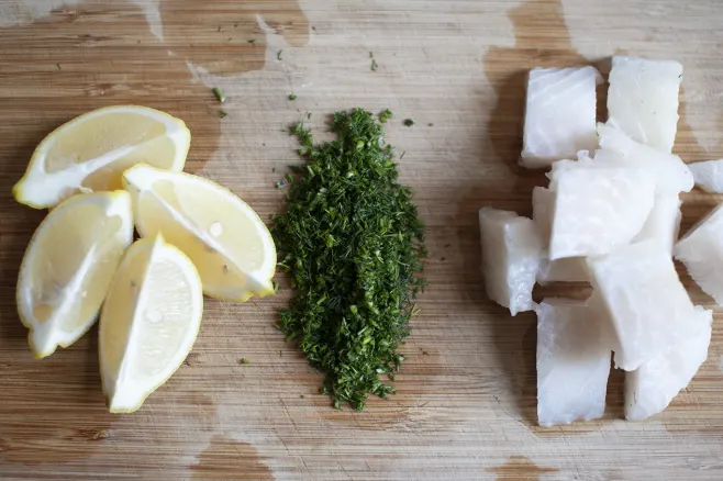 Prep cod, lemon and dill