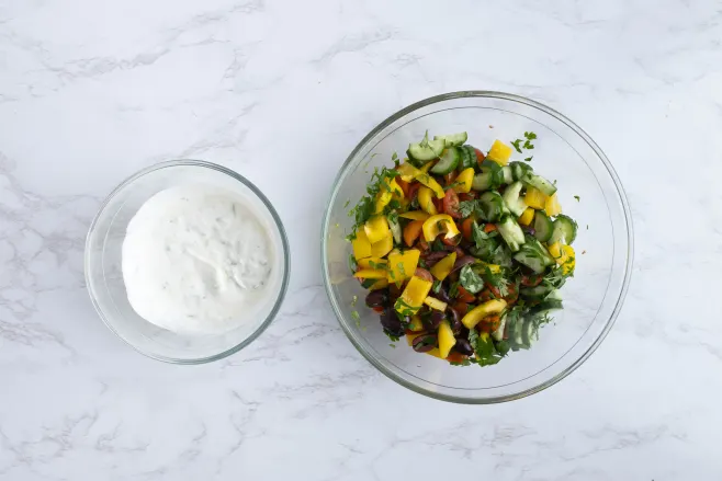 Mix salad and yogurt